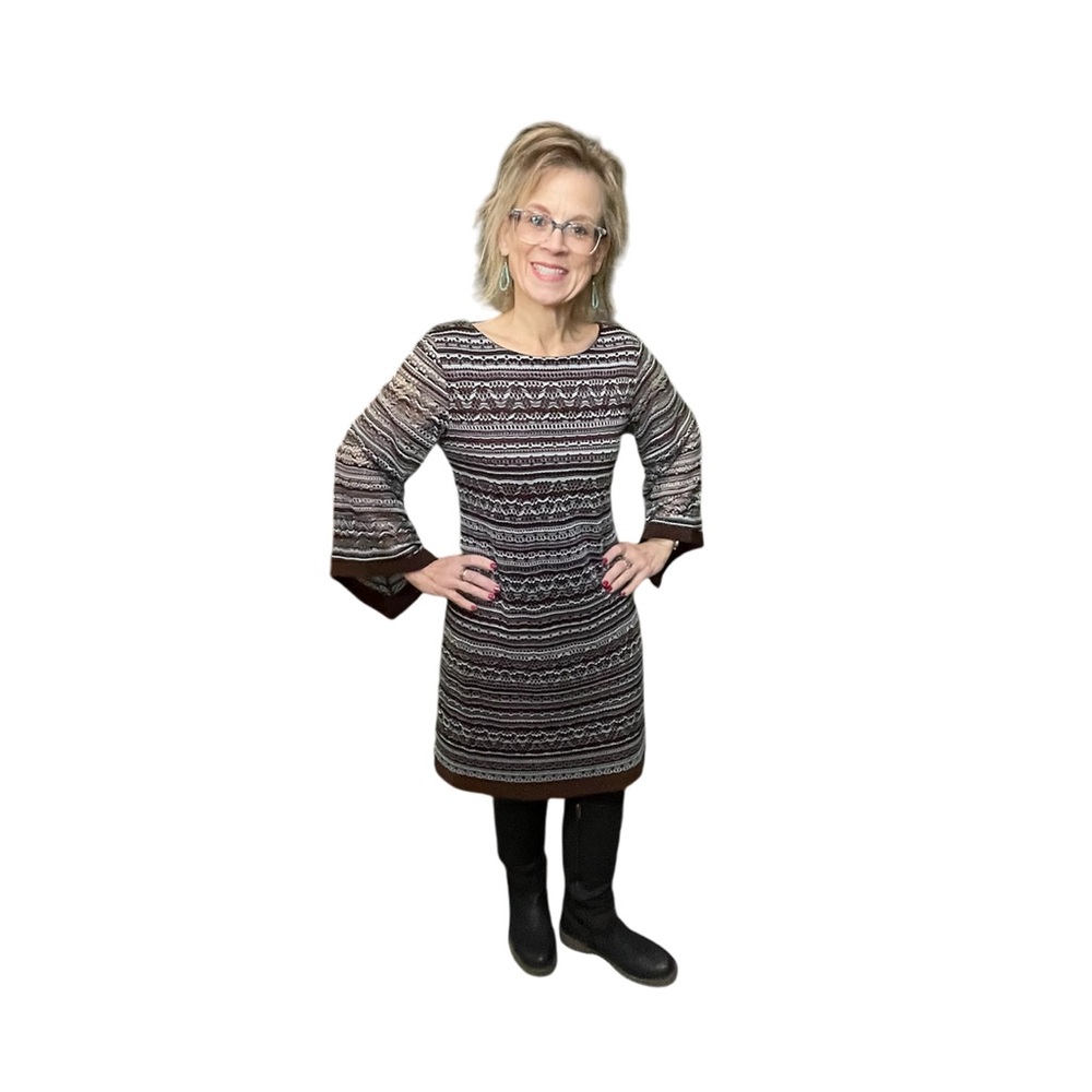 Elegant Long Sleeve Patterned Dress